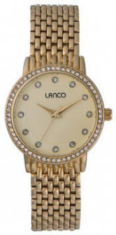 LANCO LADIES GOLD PLANTED ROUND WATCH