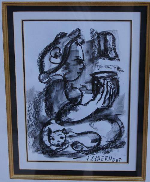 CLAERHOUT    BLACK AND WHITE CHARCOALS  PAWN ART SELLING  INCL COA     NO RESERVES