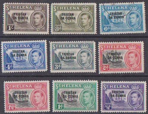 St Helena King George 6 - O/P 1952 Tristan Da Cunha - Set To1Shilling  CVR750.00