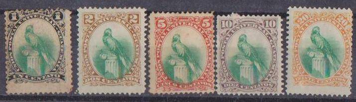 Guatemala 1881 - Complete Set Of 5 - Birds