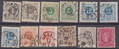 Sweden 1872/77 - Collection Of 12 Different Vols Or Shades  CVR840.00