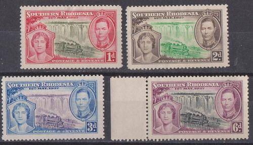 Rhodesia South 1937 - Complete Set Of 4 - King George 6 Coronation  CVR130.00