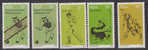 SA 1976 - 5 x Gary Player 15c Different Stamps
