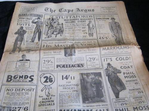 Cape Argus Newspaper May 26 1937