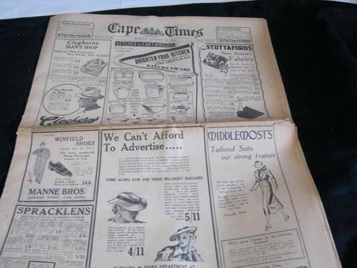 Cape Times Newspaper October 19 1936