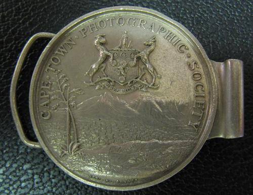 1904 Cape Town Photographic Society silver medal awarded to JP Edwards made into a belt buckle