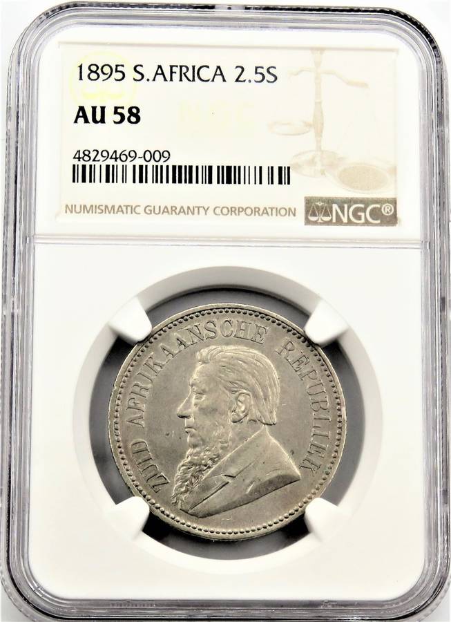 "RESERVED FOR THIRIONCC" 1895 ZAR 2 1/2 Shillings NGC graded AU58