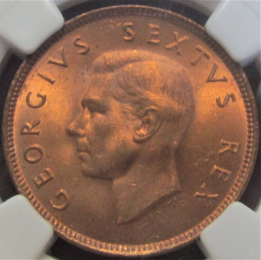 1948 Union of South Africa 1/2 Penny Graded MS64 RED by NGC
