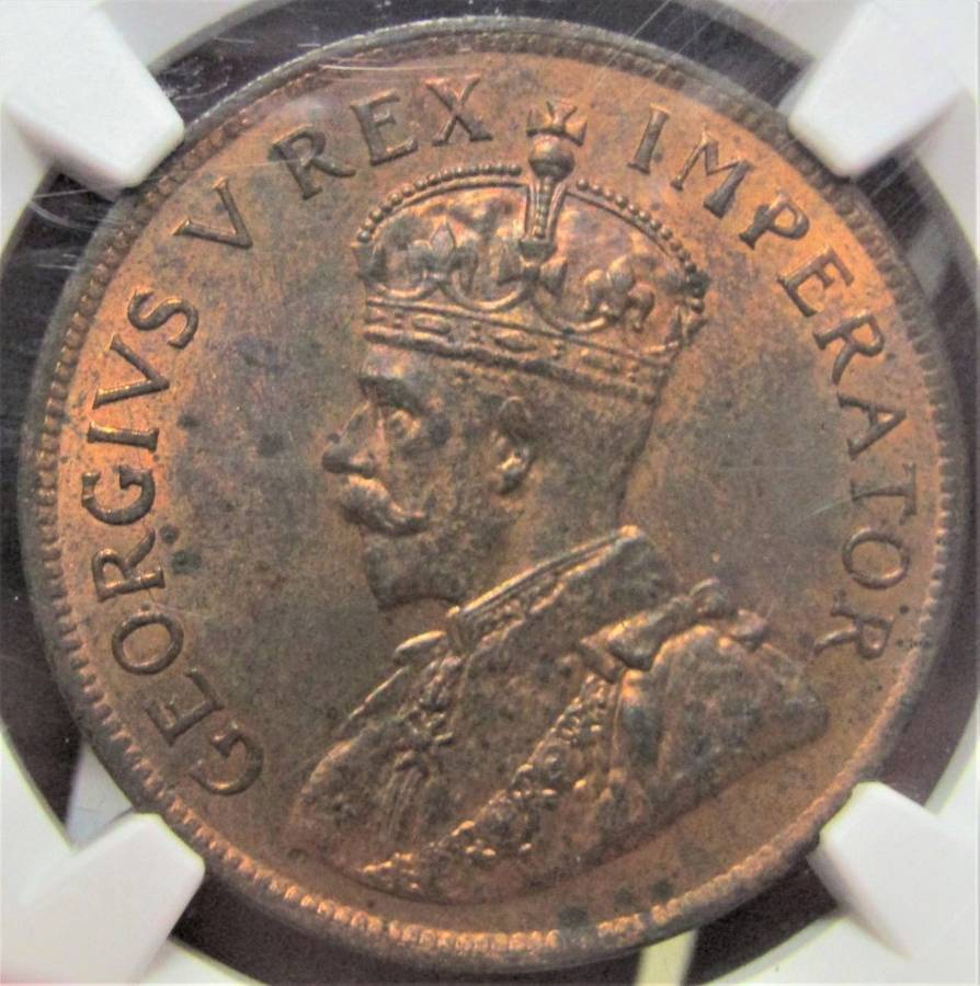 1929 Union of South Africa Penny NGC Graded MS63 RB -Extremely scarce