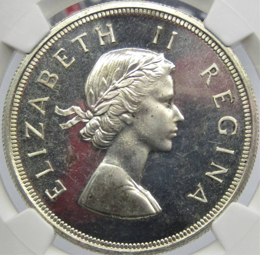 1954 Union of South Africa 5 Shillings NGC Graded PROOF 65 CAMEO