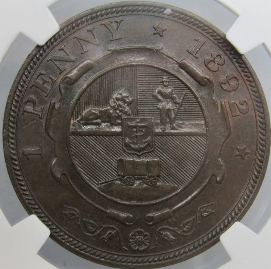1892  ZAR Penny NGC Graded MS62BN