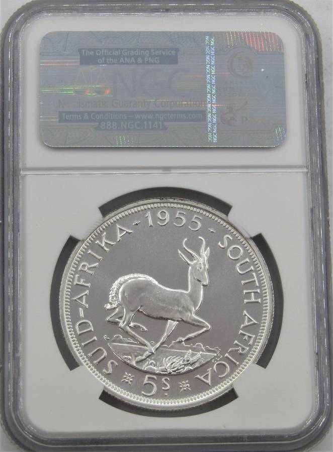 1955 Union of South Africa 5 Shillings NGC Graded PROOF 66