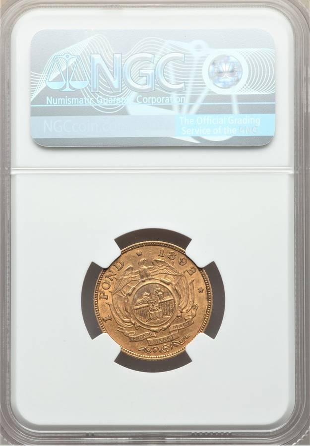 1892 ZAR  Double-Shaft Pond  NGC Graded AU55