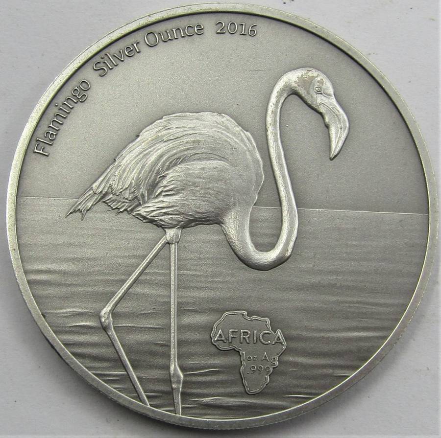 2016 Ghana Flamingo Silver 1 Ounce 5 Cedis