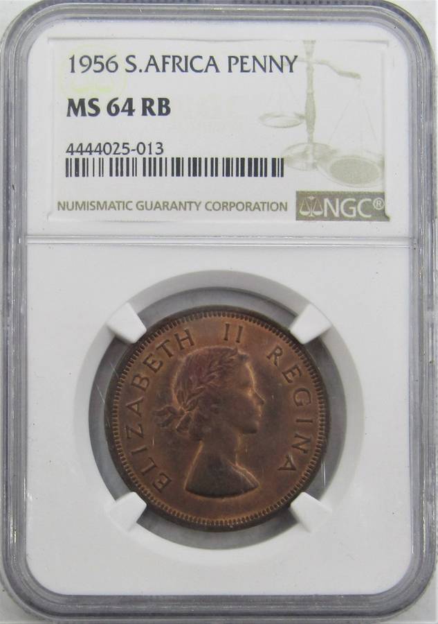 1956 Union of South Africa Penny NGC Graded MS64RB