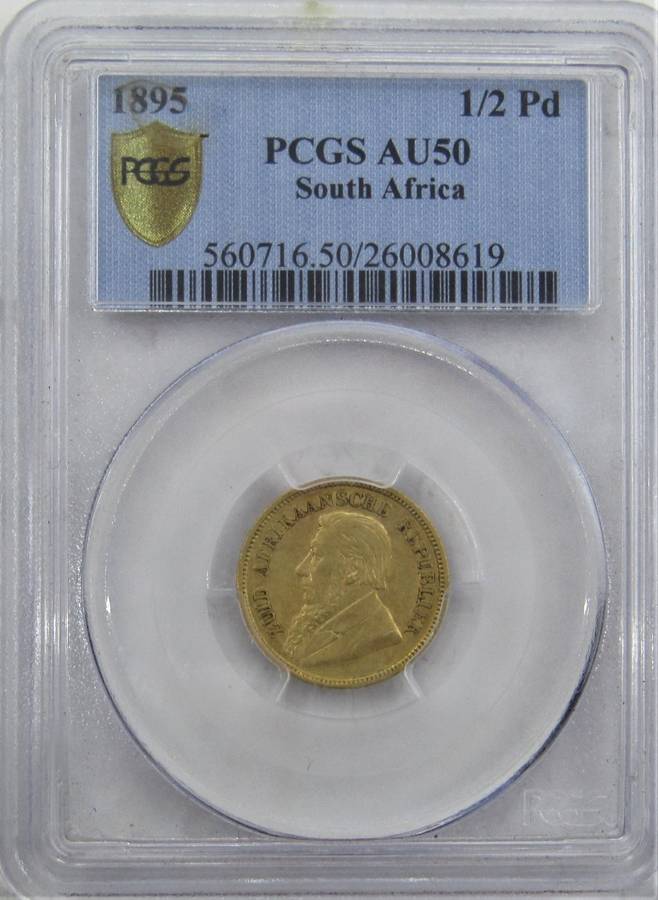 1895 ZAR 1/2 Pond PCGS Graded AU50