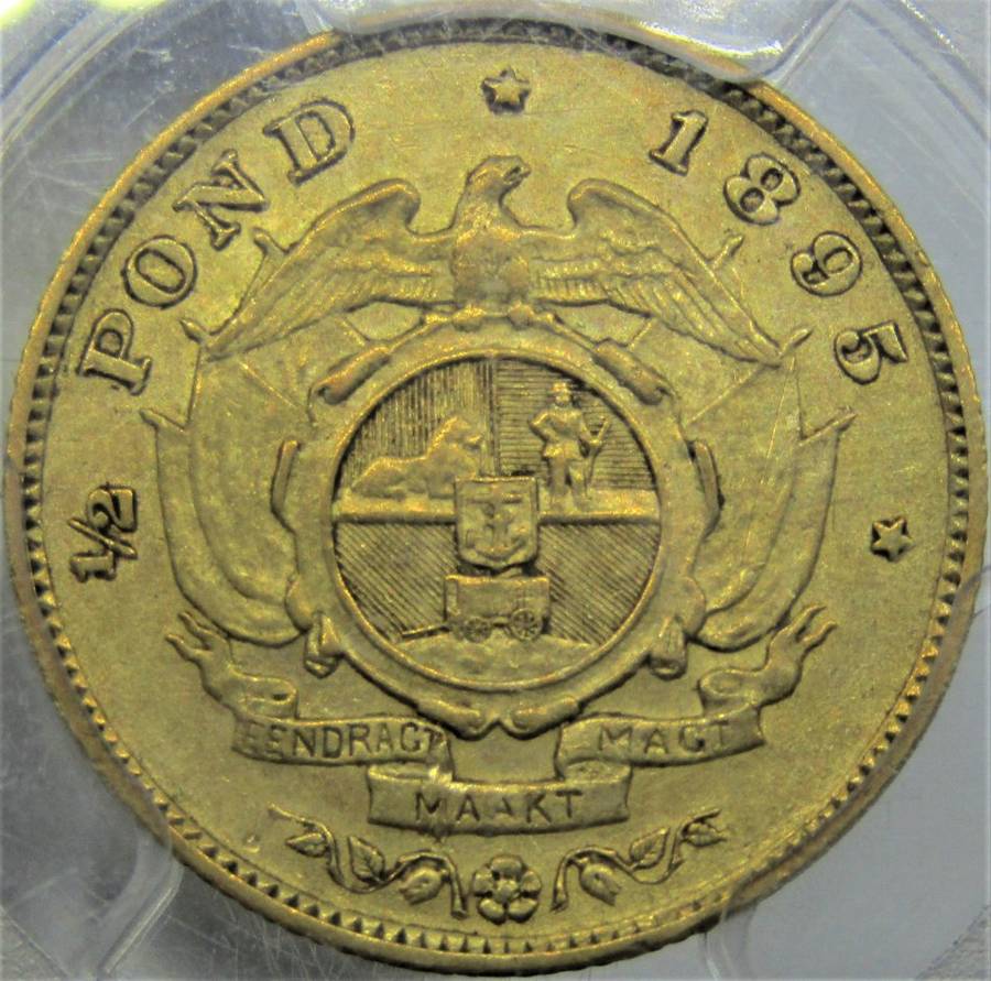 1895 ZAR 1/2 Pond PCGS Graded AU50