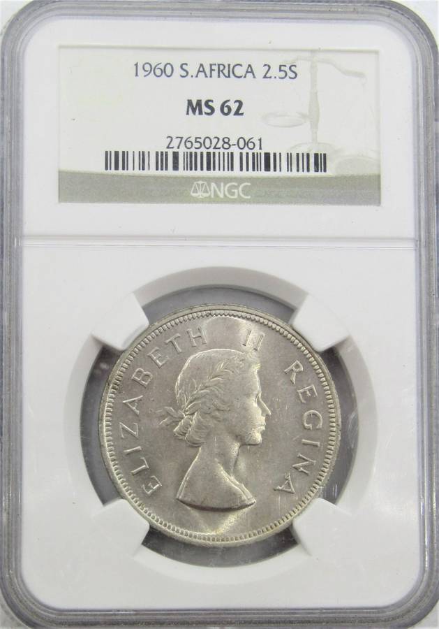 1960 Union of South Africa 2 1/2  Shillings NGC Graded MS62