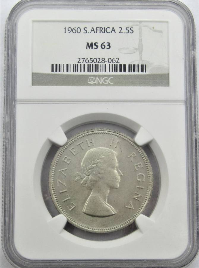 1960 Union of South Africa 2 1/2  Shillings NGC Graded MS63