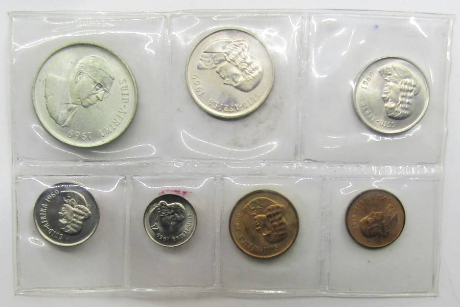 6X 1969 Republic of South Africa Mint  Set with SILVER RAND  unopened AFRIKAANS LEGEND