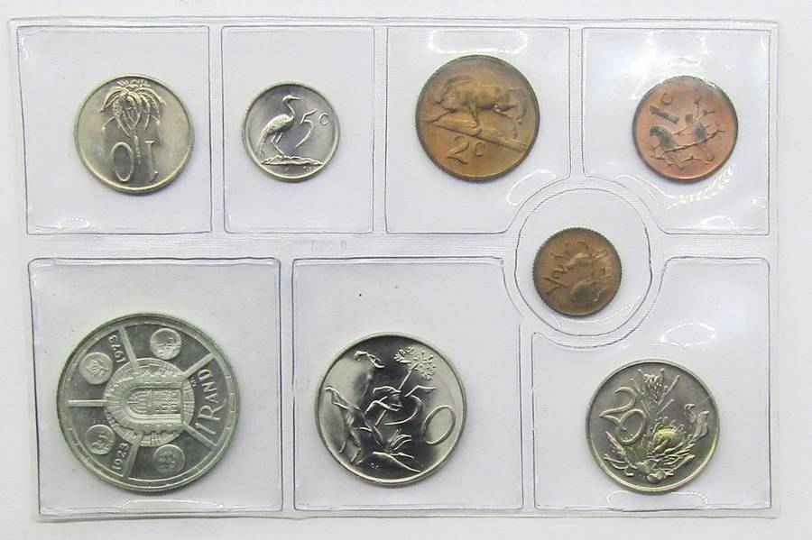 5x1974 Republic of South Africa Mint  Sets with SILVER RAND  unopened as issued