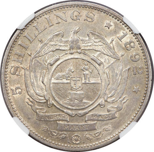 1892 single-shaft 5 shillings NGC AU55...lovely coin,loads of lustre!!!