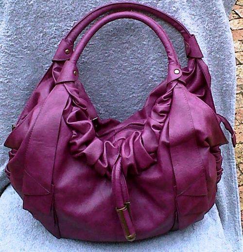 BRAND NEW SOFT LEATHER FASHIONABLE HANDBAG -PURPLE