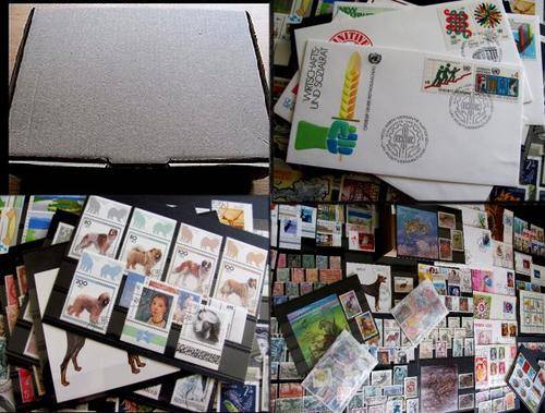 Box Lot - World STAMPS LOT covers as shown- unsorted stamps Lot on many black