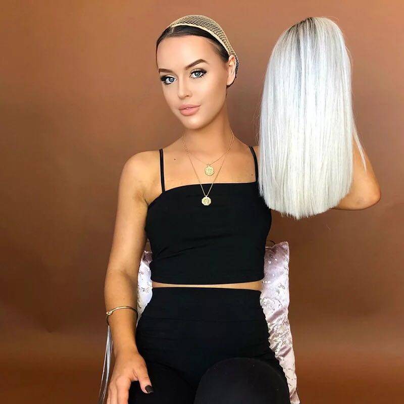 2018 new Fashion Middle Length Straight Layered blond Hair Wigs for Women + Wig Cap
