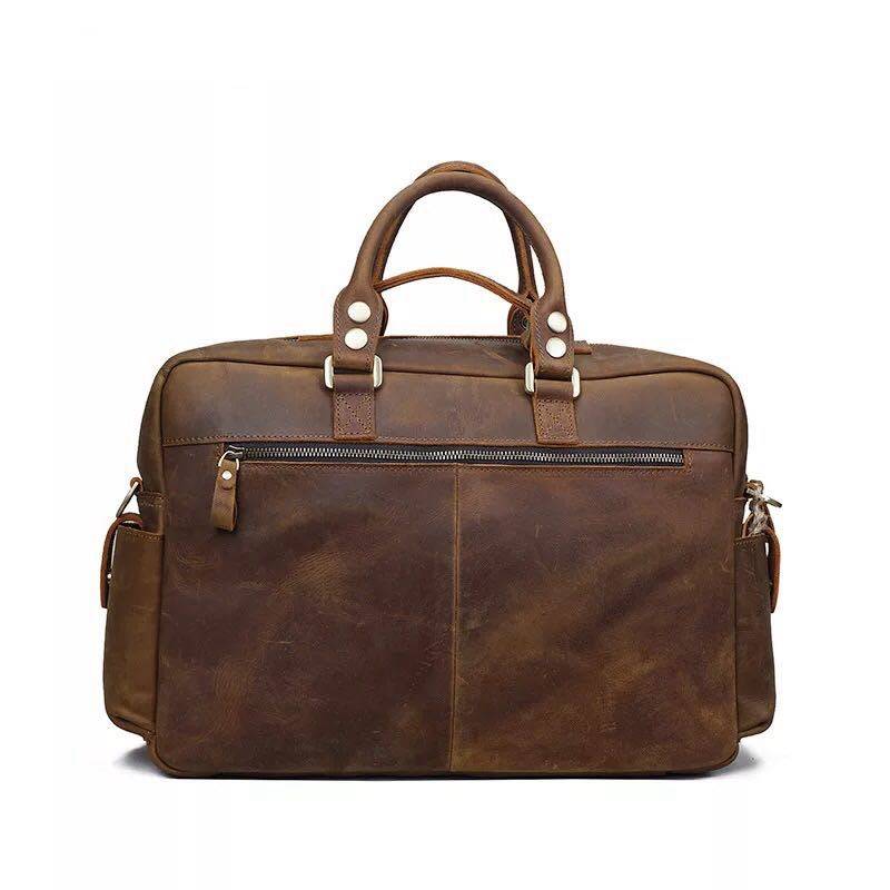 Large brown Leather bag for men messenger bag shoulder bag mens Laptop Bag