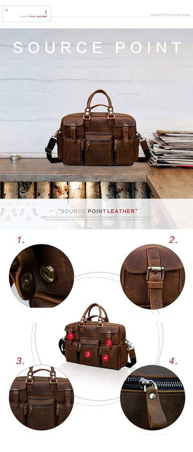 Large brown Leather bag for men messenger bag shoulder bag mens Laptop Bag