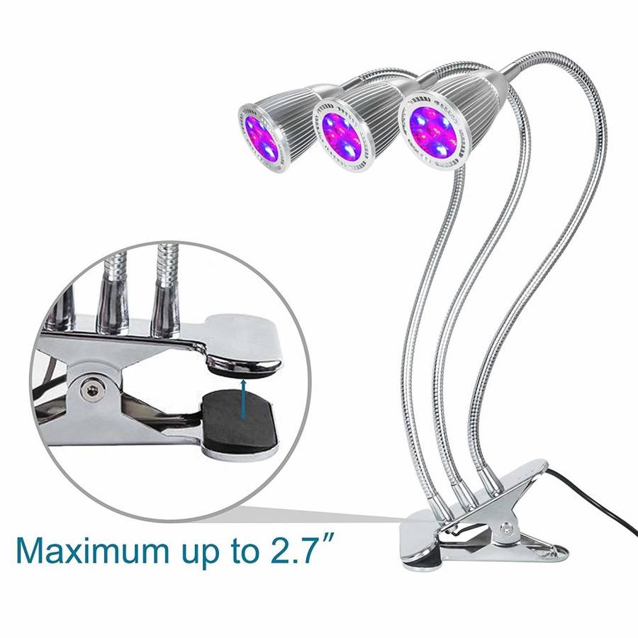 Plant Grows Lamp, 21W Plant Growing Desk Lights Triple Heads LED Full Spectrum Vegetation L