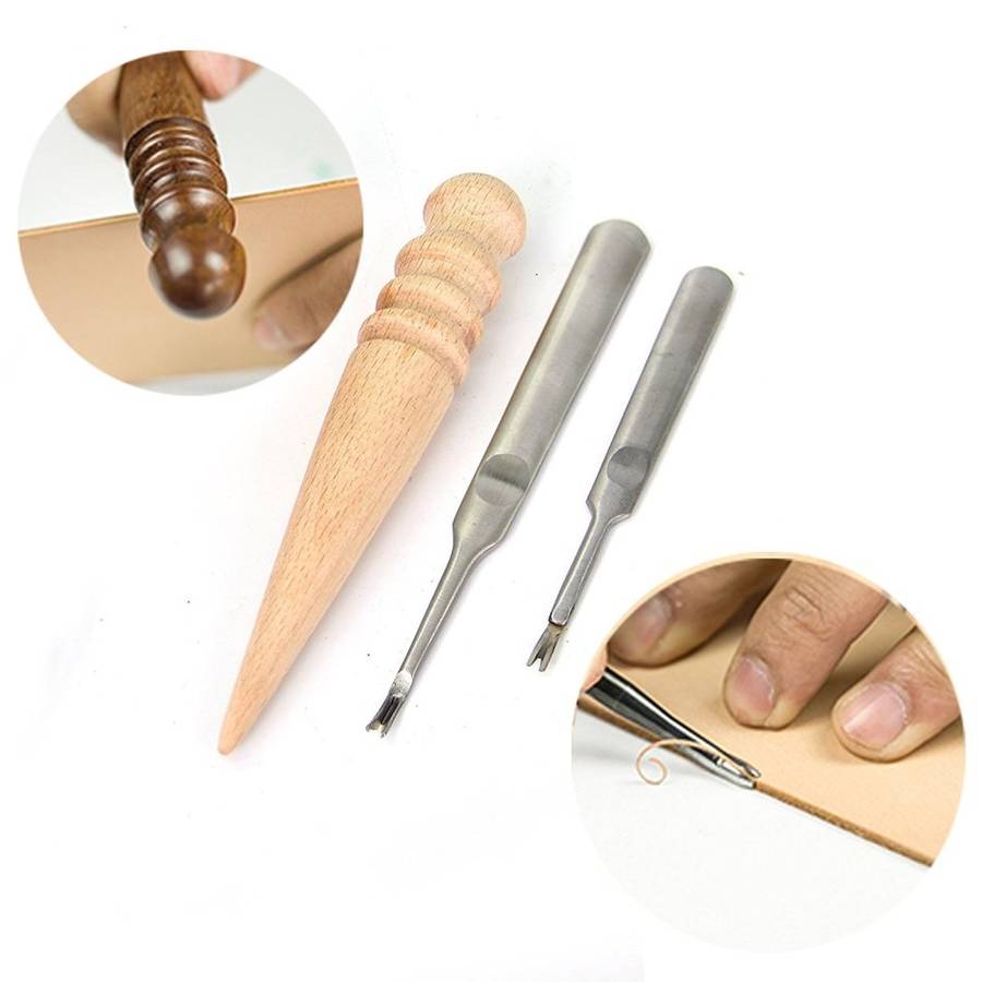 Leather Carft Tools Kit 18pcs Stitching Carving Working Sewing Saddle Groover Leather Craft DIY Tool