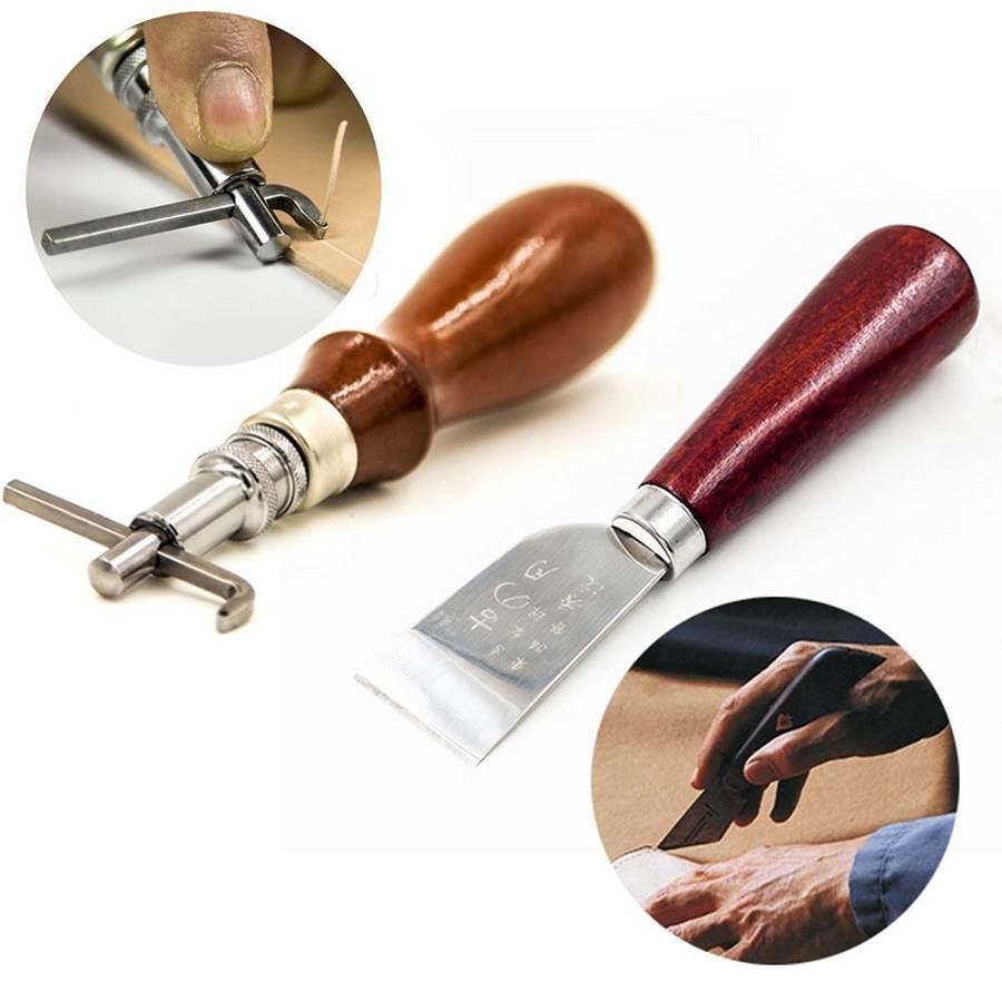 Leather Carft Tools Kit 18pcs Stitching Carving Working Sewing Saddle Groover Leather Craft DIY Tool