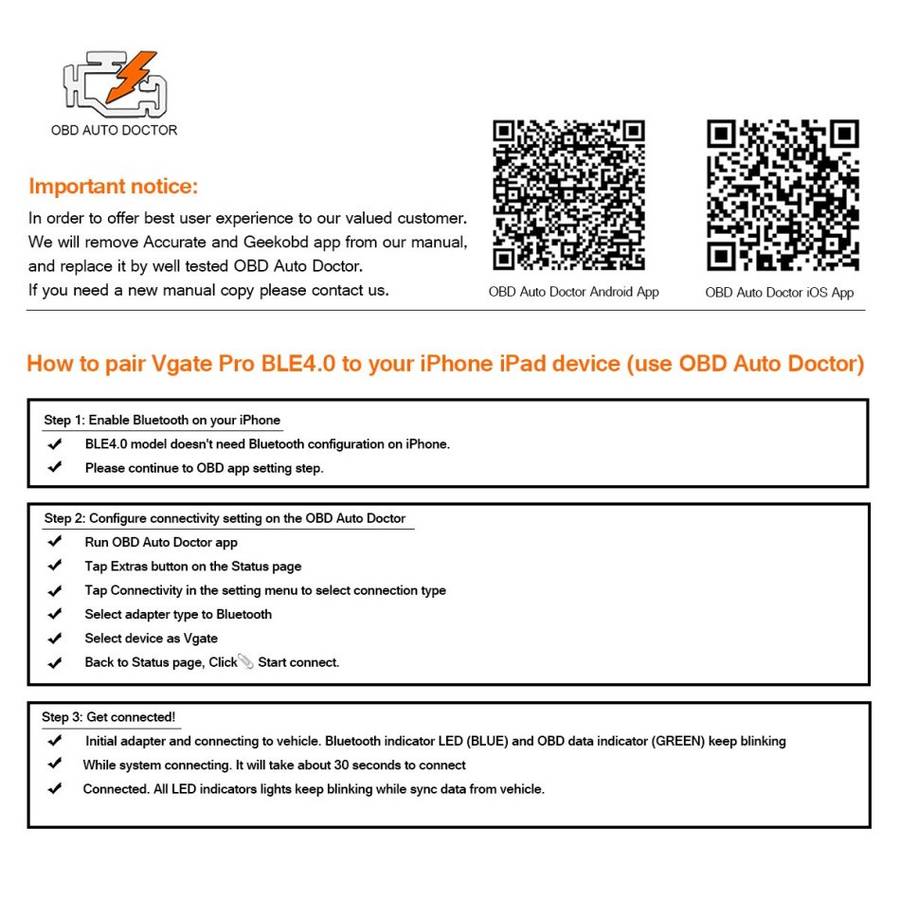 Vgate iCar Pro Bluetooth 4.0 (BLE) OBD2 Fault Code Reader OBDII Code Scanner Car Check Engine Light