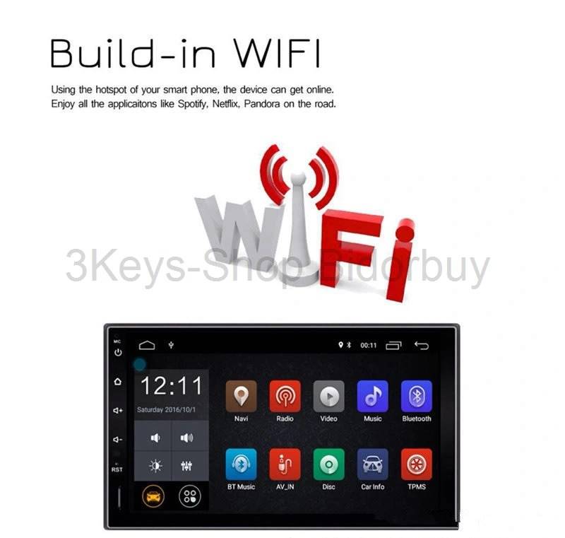 Android Car Radio Stereo 7 Inch Capacitive Touch Screen High Definition 1024x600 GPS Navigation Blue