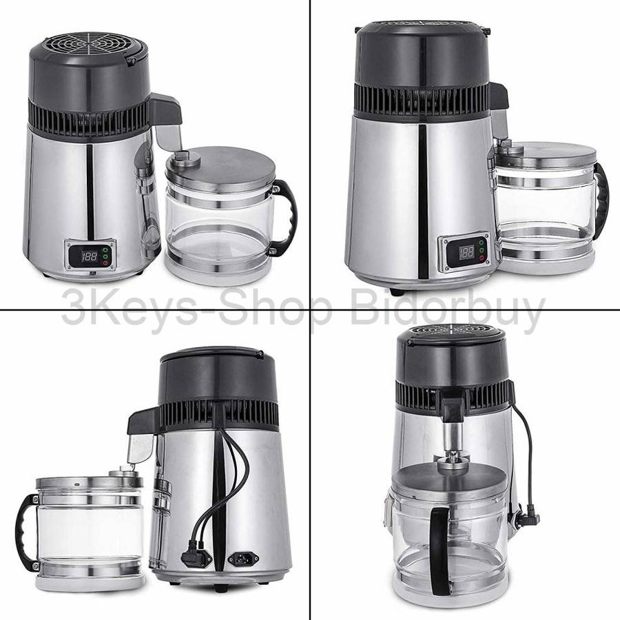 Pure Water Distiller 4L Countertop Water Distiller 750W Stainless Steel Water Distillation Purifier
