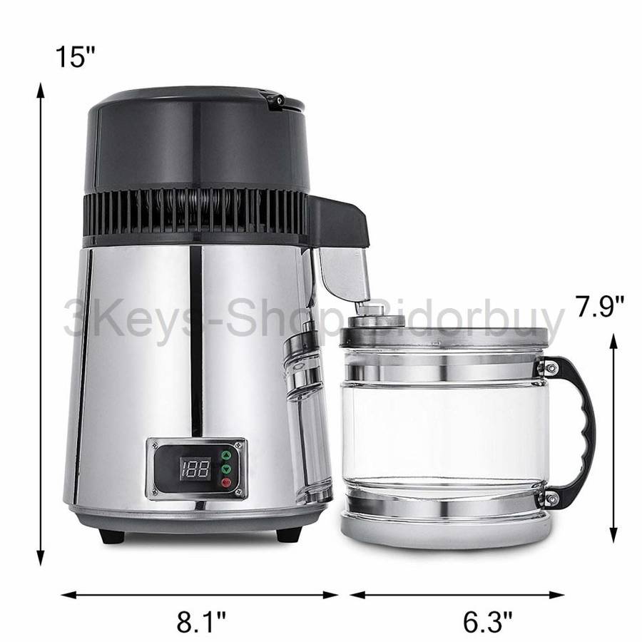 Pure Water Distiller 4L Countertop Water Distiller 750W Stainless Steel Water Distillation Purifier