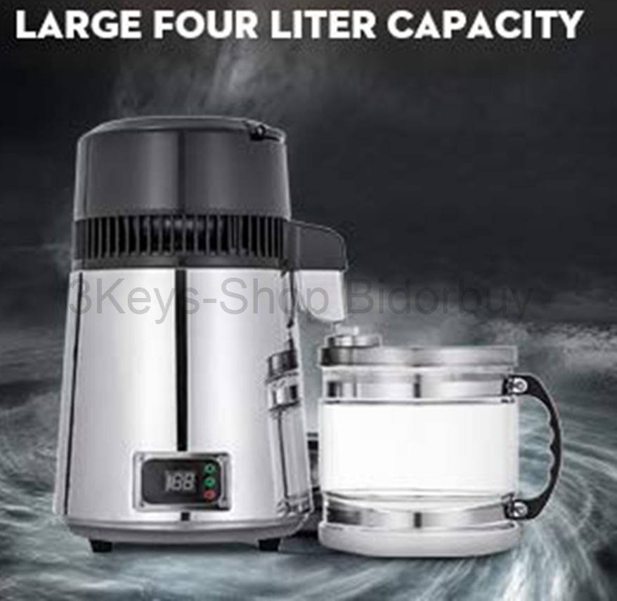 Pure Water Distiller 4L Countertop Water Distiller 750W Stainless Steel Water Distillation Purifier