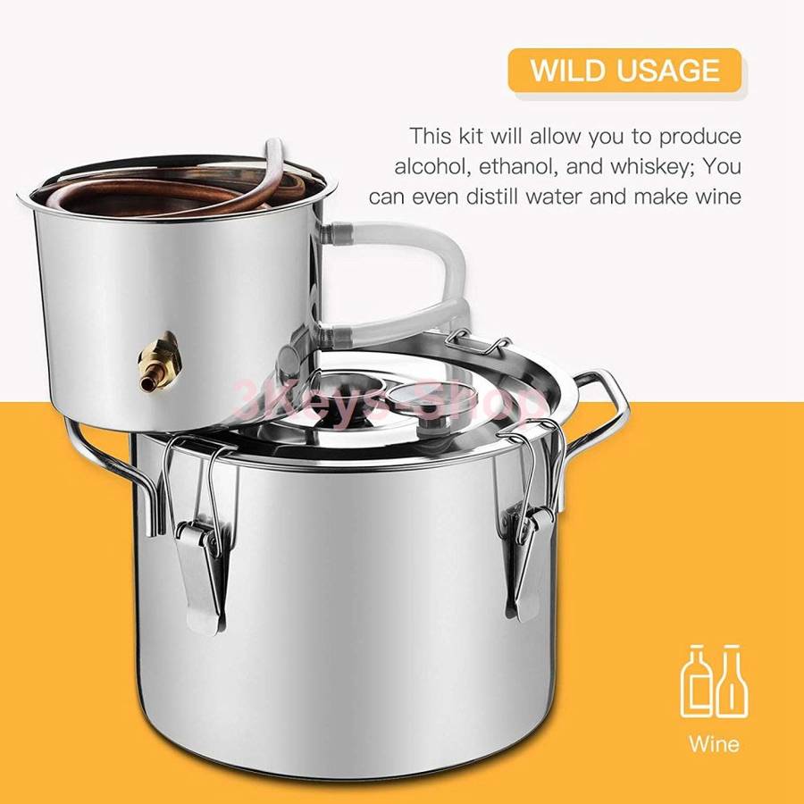 2 Gal/ 8 Liter Moonshine Still Alcohol Wine Distiller Spirits Wine Making Equipment Home Brewing, S