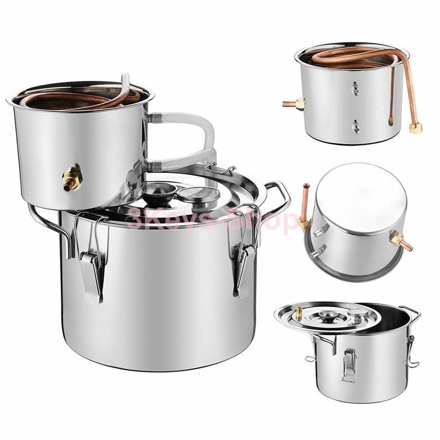 2 Gal/ 8 Liter Moonshine Still Alcohol Wine Distiller Spirits Wine Making Equipment Home Brewing, S