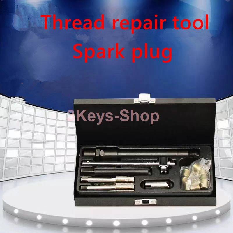 Spark Plug Thread Repair Rethreading Set, 14mm Metric  Rethreading Tool Kit  Comprehensive Taps, I