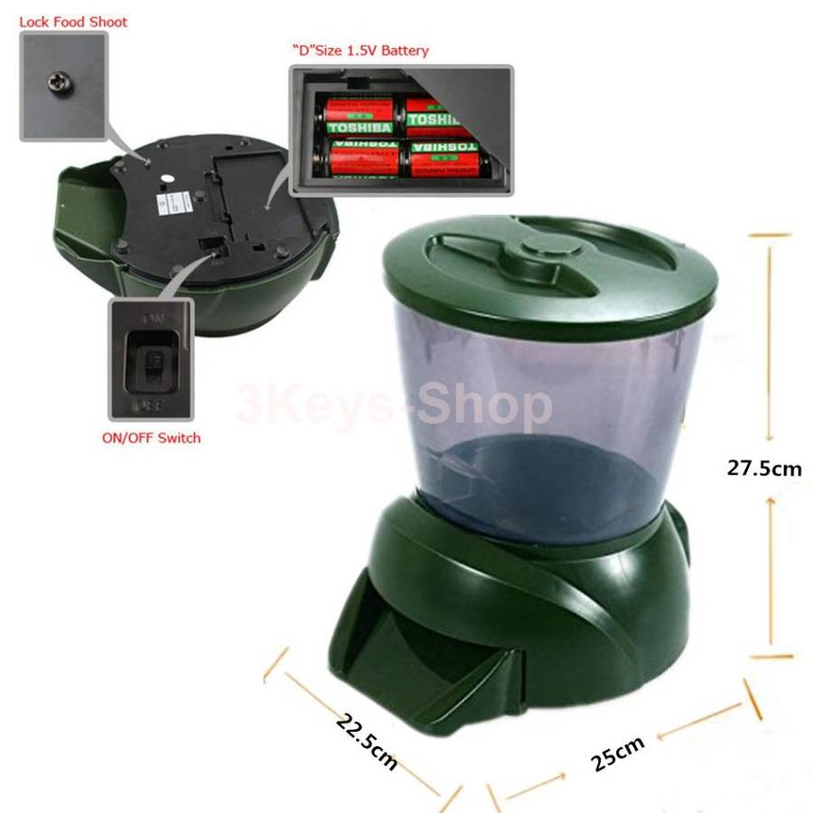 Automatic Fish Feeder, 4.25LAquarium Fish Pond Feeder for Fish Food Timer, Adjustable Fish Tank Tur