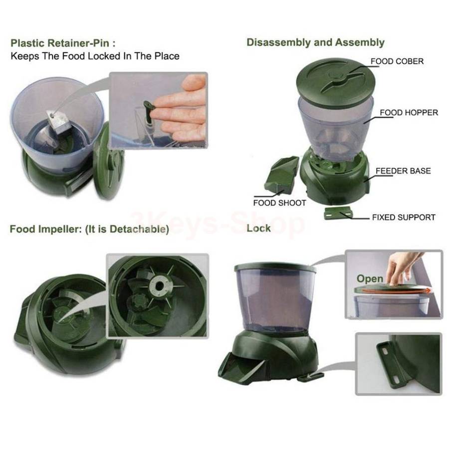 Automatic Fish Feeder, 4.25LAquarium Fish Pond Feeder for Fish Food Timer, Adjustable Fish Tank Tur