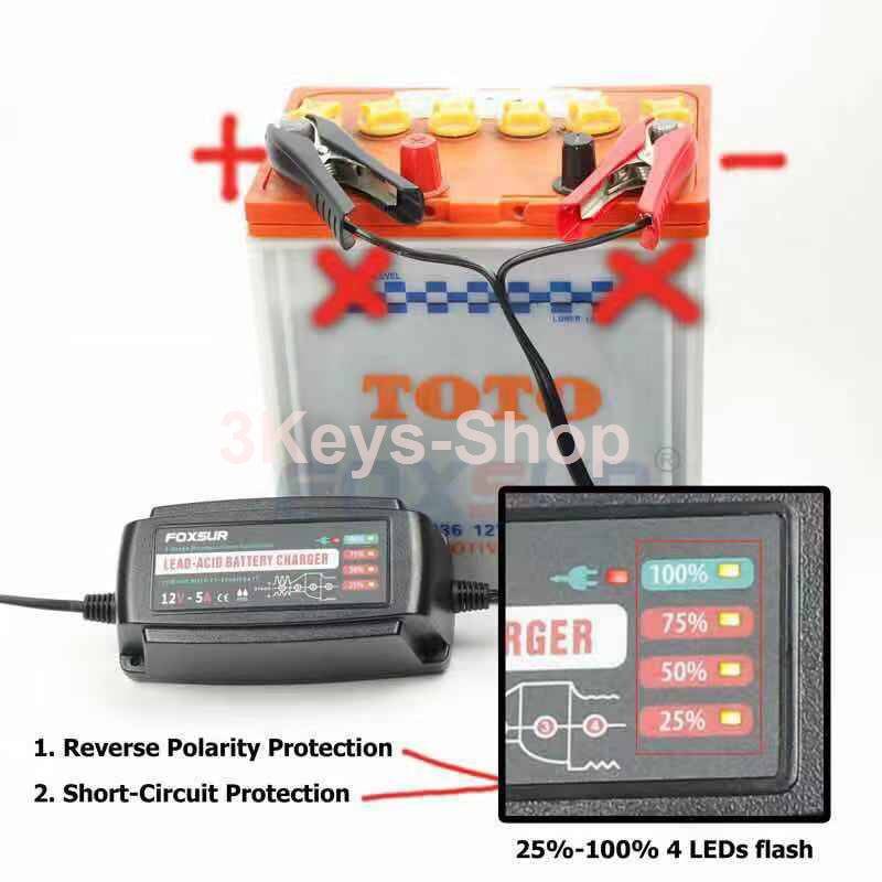Car Battery Charger Smart Repair 12V5A 4-Stage Waterproof Battery Charger