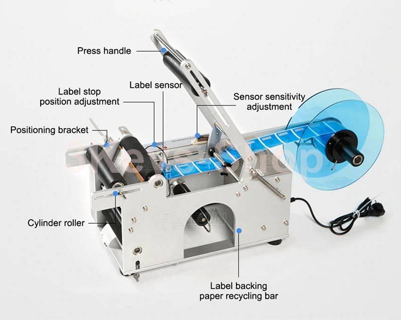 Automatic labeling machine for round bottles