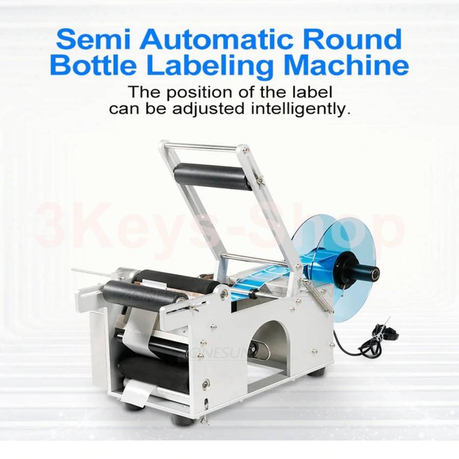 Automatic labeling machine for round bottles