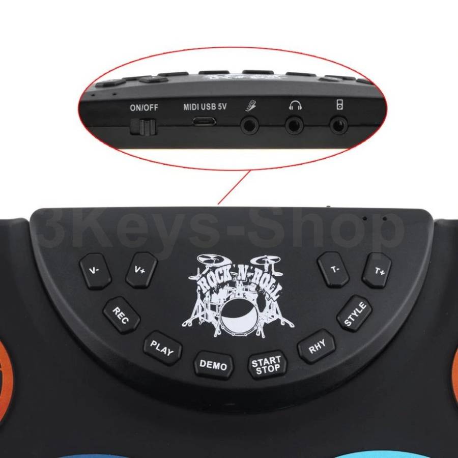 Portable Electronic Digital USB 9 Pads Colorful Roll up Set Silicone Electric Drum Kit with Drumsti