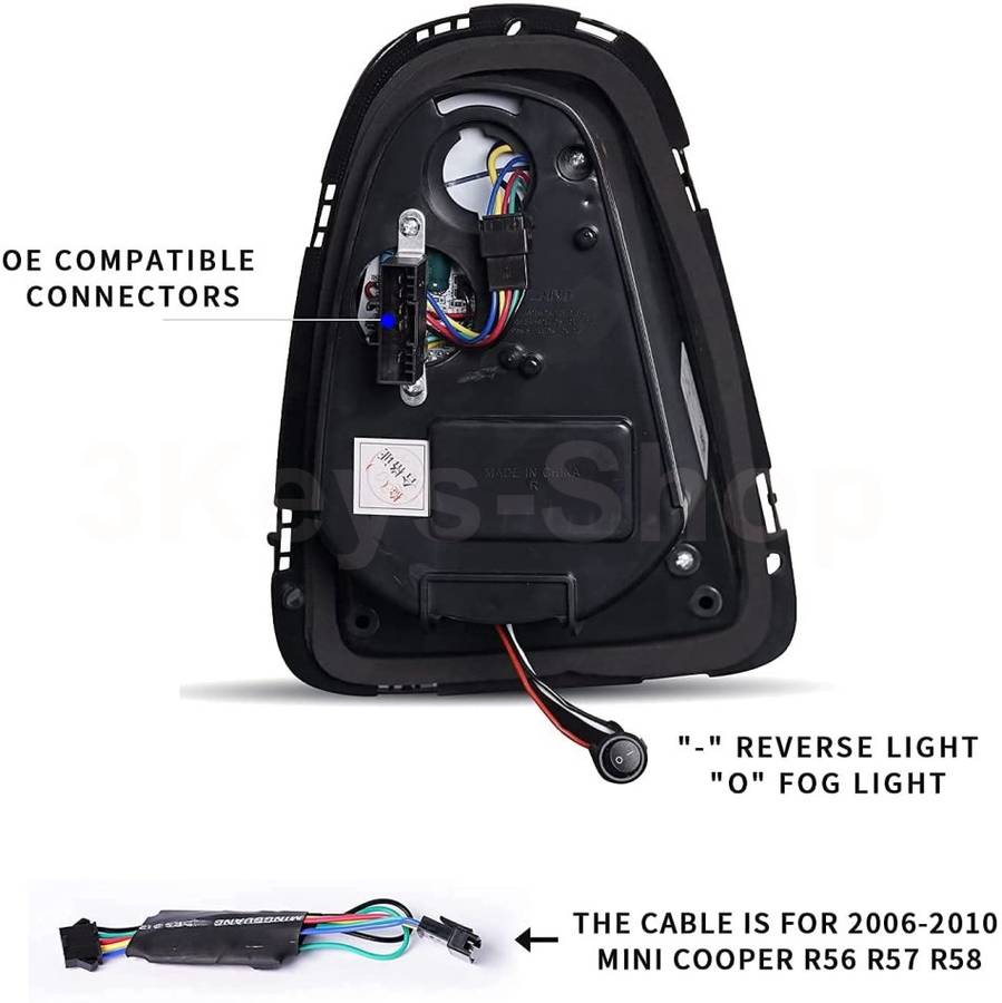 Full LED Tail Lights Assembly Compatible with Mini Cooper & Coopers Hatchback R55 R56 R57 R58 R59 2