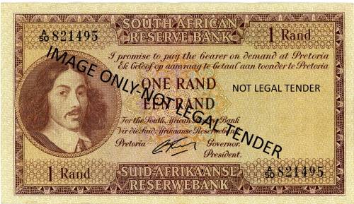 One Rand note.Rissik. Pick no: 102b